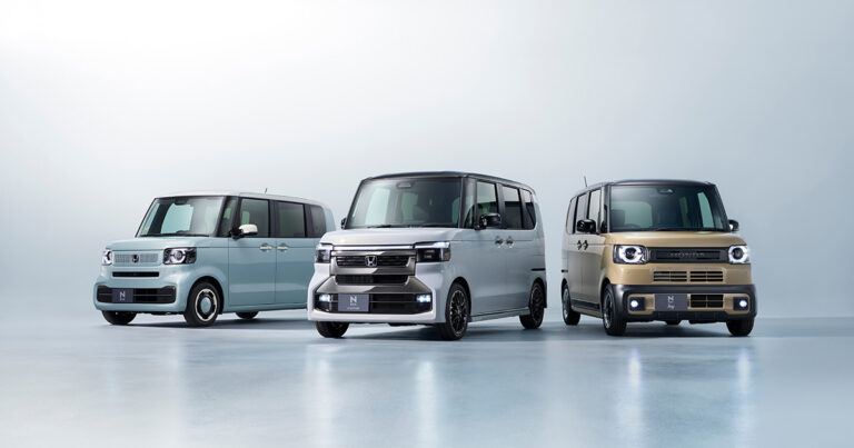 マイナーチェンジされた新型ホンダ・N-BOXのフロントフェイスのデザイン。