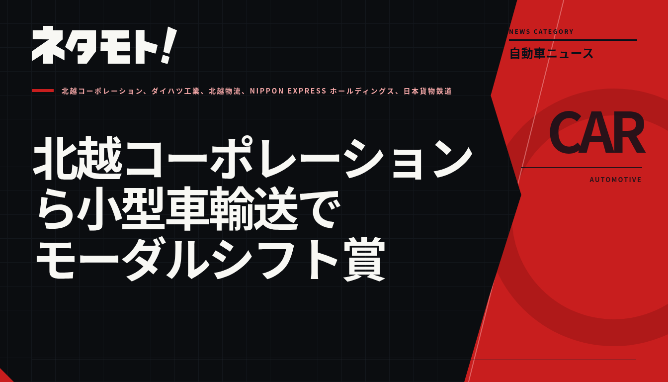 北越コーポレーションら5社がモーダルシフト賞を受賞したことを示すニュース記事のタイトル画像。