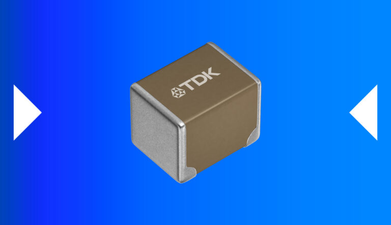 TDKが開発した、100V・3225サイズの高容量な樹脂電極積層セラミックコンデンサの製品画像。